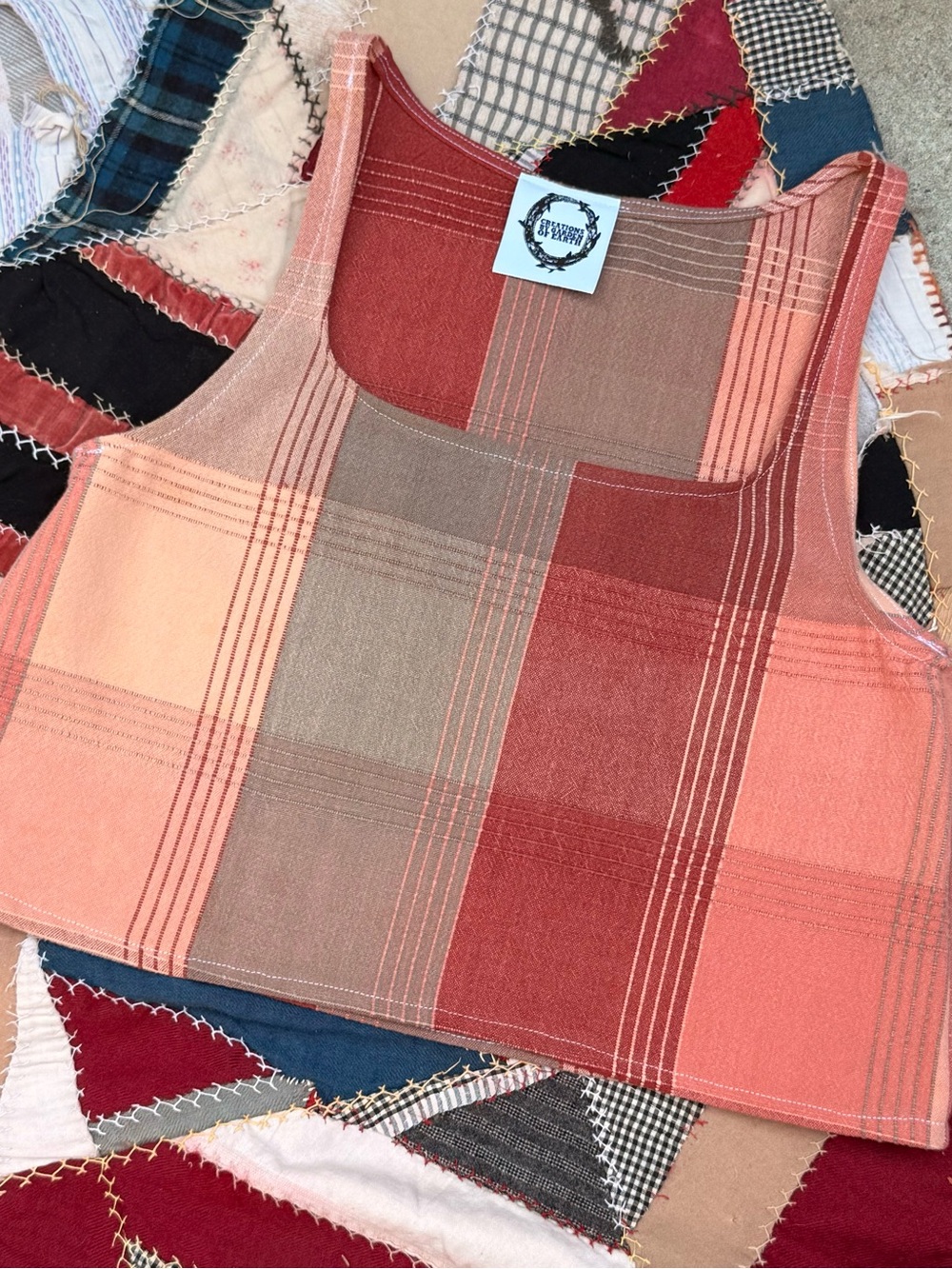 Handmade  plaid Crop Tank Top -